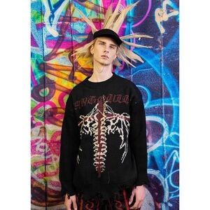 Aelfric Eden Charcoal oversized ripped thick sweatshirt size small unisex